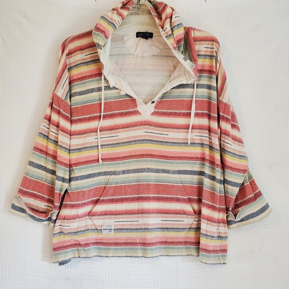 Ralph Lauren Jeans Top‎ Womens XL Hooded Henley Beachy Boho Artsy Pocket - Picture 1 of 8
